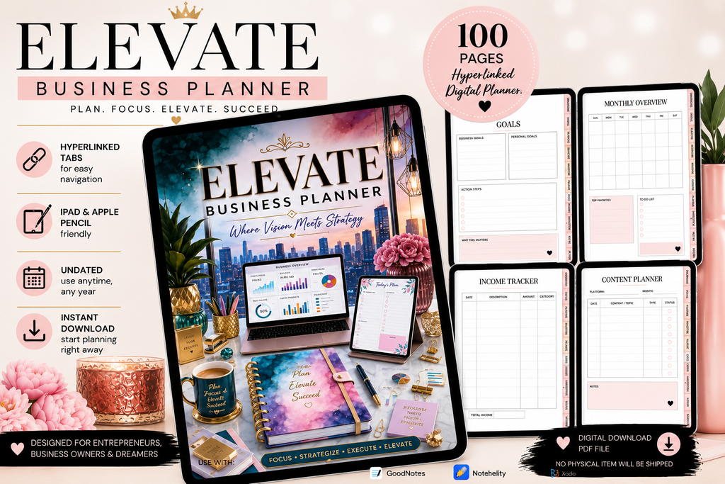 Elevate Business Planner | 100-Page Hyperlinked Digital Planner