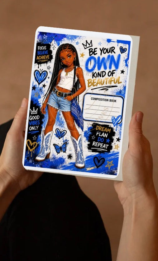 Be Your Own Kind of Beautiful – Composition Book Cover Wrap Bundle (Front & Back)