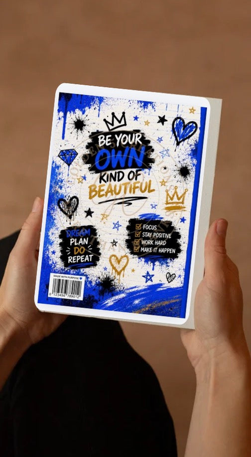 Be Your Own Kind of Beautiful – Composition Book Cover Wrap Bundle (Front & Back)
