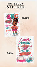 ABC Composition Book Wrap Sticker – Front & Back | Printable School Notebook Cover | Cute Girl School Sticker